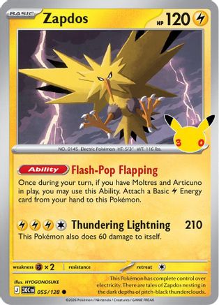 Zapdos 055/128 - ME 30th Celebration Holofoil