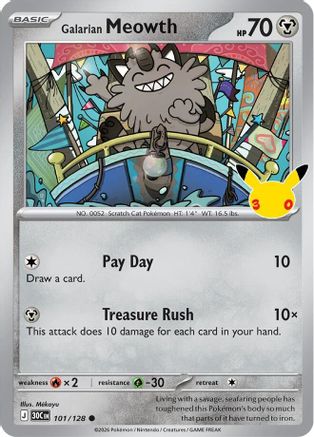 Galarian Meowth 101/128 - ME 30th Celebration Holofoil
