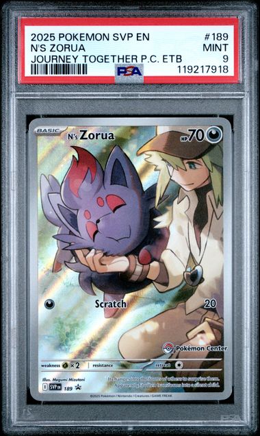 N's Zorua Journey Together Pokemon Center Elite Trainer Box Promo SVP 189 PSA 9