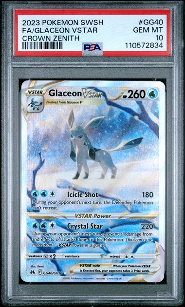 Glaceon VSTAR Crown Zenith GG40/GG70 PSA 10