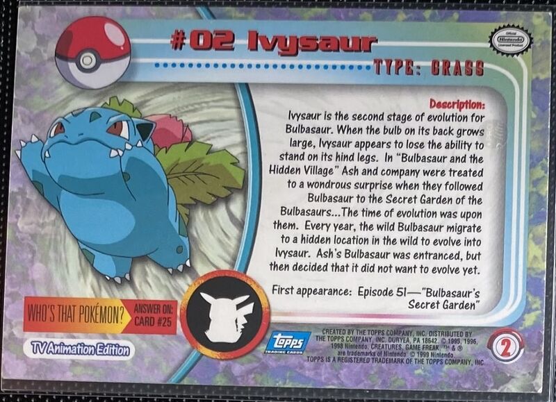 Ivysaur (02) [Topps TV Animation Edition Series 1 (Blue Logo)