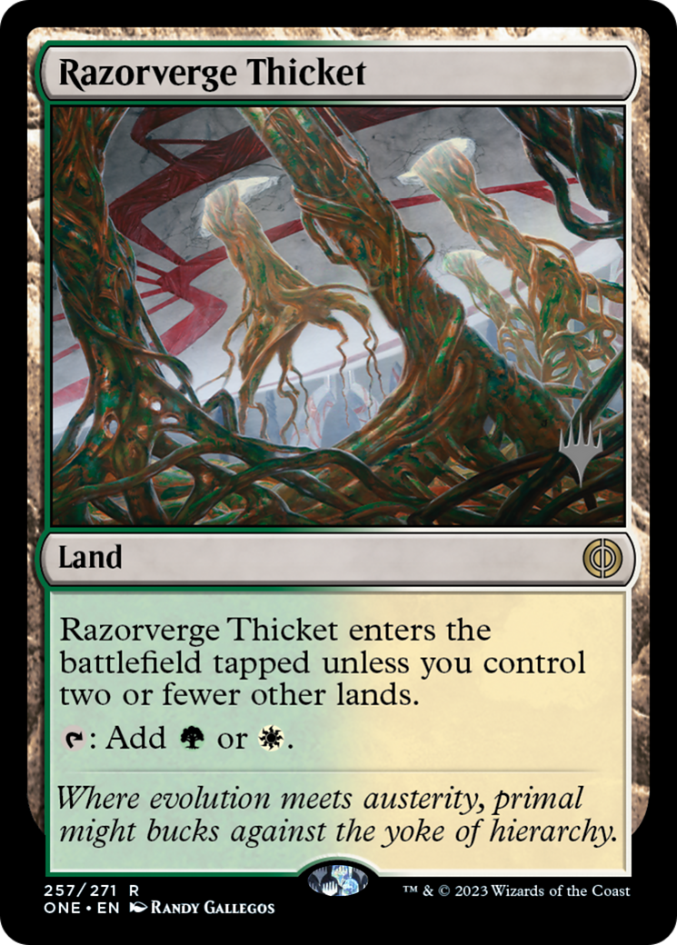 Razorverge Thicket (PPONE-257P) - Phyrexia: All Will Be One Promos