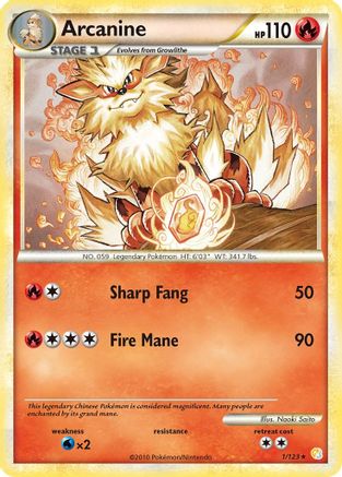 Arcanine 001/123 - HeartGold SoulSilver Reverse Holofoil