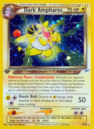 Dark Ampharos 001/105 - Neo Destiny 1st Edition Holofoil