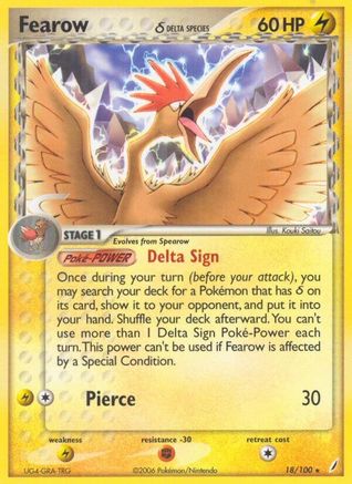 Fearow (Delta Species) 018/100 - Crystal Guardians Reverse Holofoil