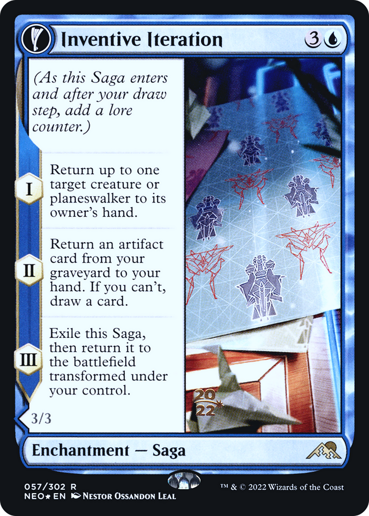 Inventive Iteration // Living Breakthrough (PRE-57S) - Kamigawa: Neon Dynasty Promos: (fandfc, enchantment) Foil