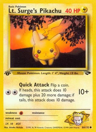Lt. Surge's Pikachu 084/132 - Gym Challenge 1st Edition