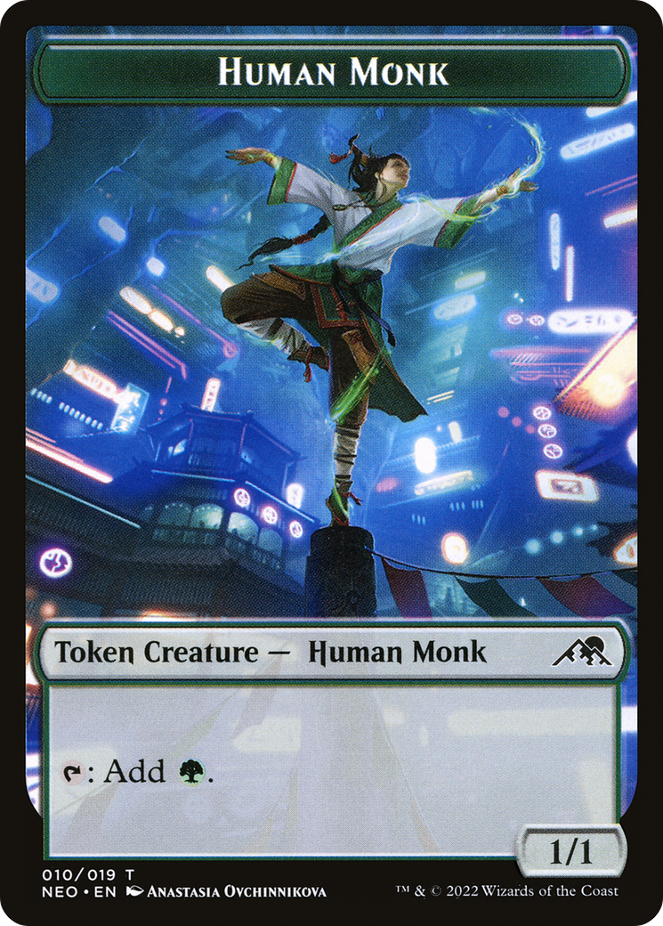 Human Monk (NEO-010) - Kamigawa: Neon Dynasty Tokens Foil