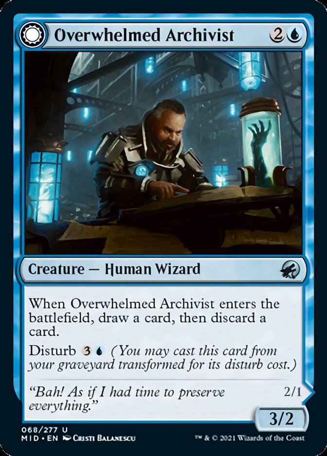 Overwhelmed Archivist // Archive Haunt (MID-068) - Innistrad: Midnight Hunt: (Double Faced Transform) Foil