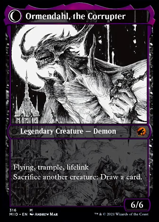 Jerren, Corrupted Bishop // Ormendahl, the Corrupter (MID-316) - Innistrad: Midnight Hunt: (Showcase, Double Faced Transform) Foil