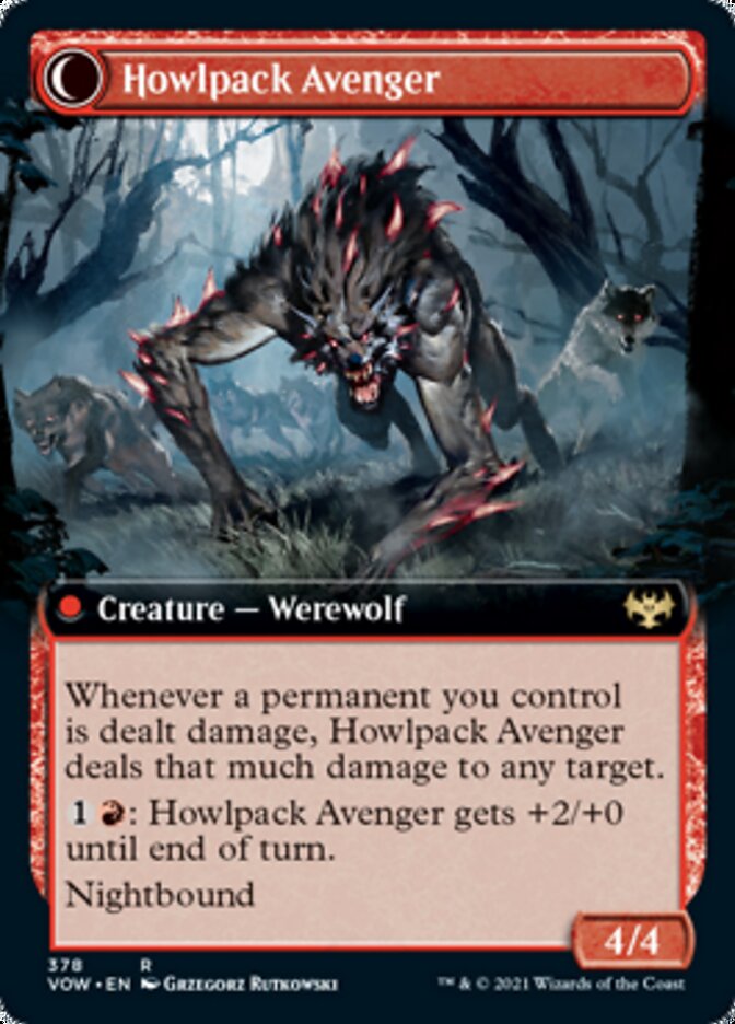 Ill-Tempered Loner // Howlpack Avenger (VOW-378) - Innistrad: Crimson Vow: (Extended Art, Double Faced Transform) Foil