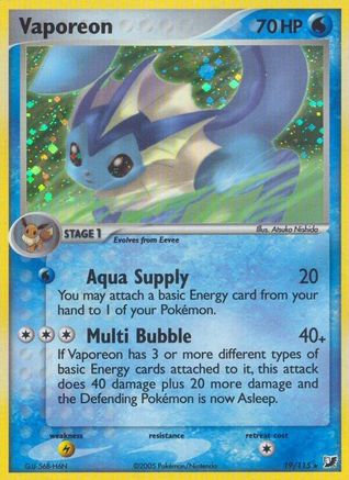 Vaporeon 019 - Unseen Forces - Reverse Holofoil