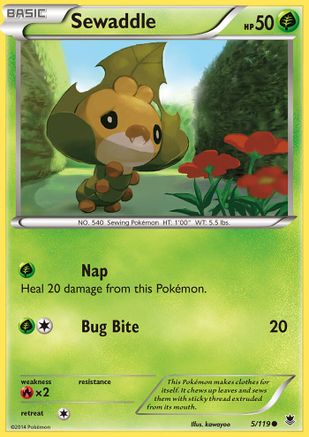 Sewaddle 005/119 - XY Phantom Forces Reverse Holofoil