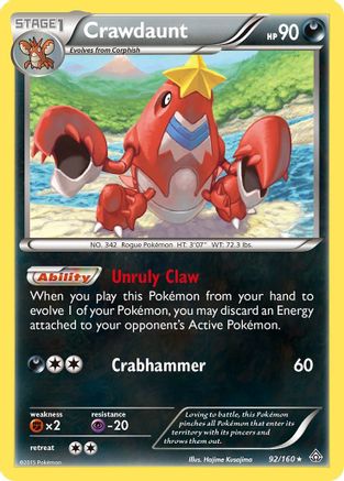 Crawdaunt 092/160 - XY Primal Clash Reverse Holofoil