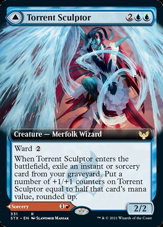 Torrent Sculptor // Flamethrower Sonata (STX-331) - Strixhaven: School of Mages: (Extended Art) Foil