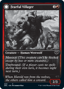 Fearful Villager // Fearsome Werewolf (DBL-424) - Innistrad: Double Feature: (Double Faced Transform) Foil