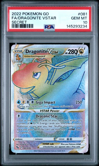 Dragonite VSTAR Pokemon Go 081/078 PSA 10