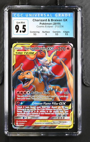 Charizard & Braixen GX Cosmic Eclipse 212/236 CGC 9.5 Gem Mint