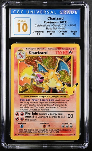charizard pokemon card old Charizard Celebrations Classic Collection 4/102 CGC Pristine 10 Old La