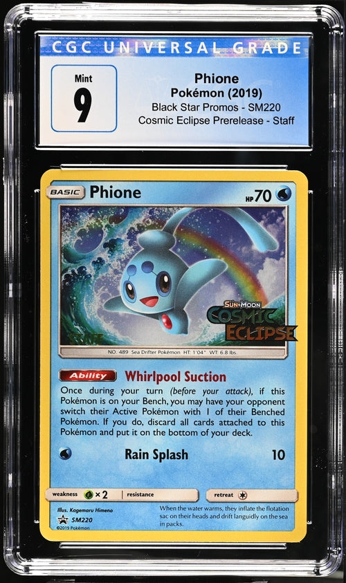 Phione Cosmic Eclipse Prerelease Staff Sun & Moon Promos SM220 CGC 9