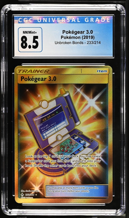 pokemon unbroken bonds rare cards Pokegear 3.0 Secret Rare Unbroken Bonds 233/214 CGC 8.5
