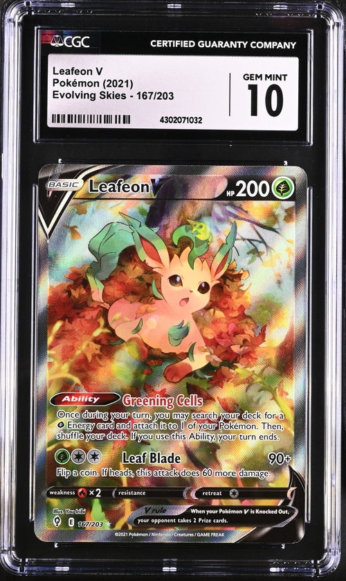 Leafeon V Alternate Art Evolving Skies 167/203 CGC 10