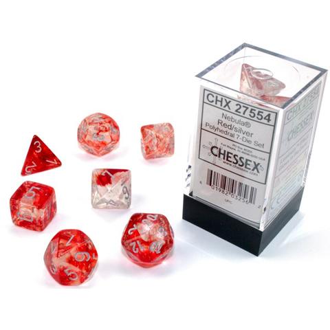 Chessex Nebula Polyhedral 7 Die Set - Red/Silver Luminary