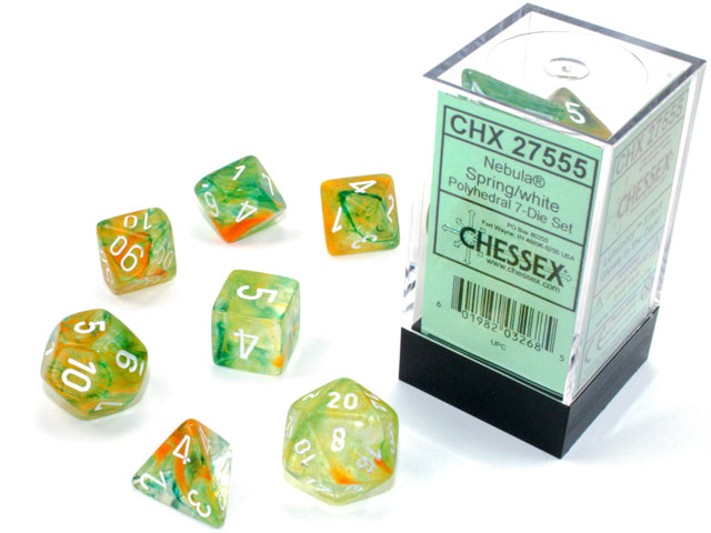 Chessex Nebula Polyhedral 7 Die Set - Spring/White Luminary