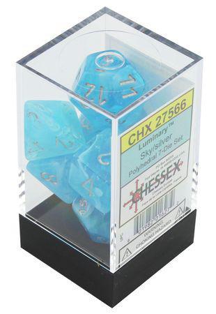 Chessex Polyhedral 7 Die Set - Sky/Silver Luminary