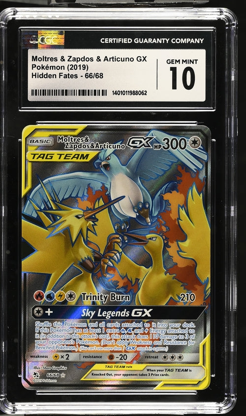 Moltres& Zapdos & Articuno GX Hidden Fates 66/68 CGC 10