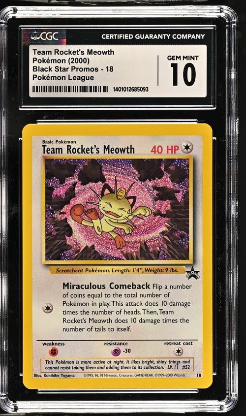 Pokemon: Team Rocket's Meowth WotC Promo 18 CGC 10 Gem Mint - Josh's Cards