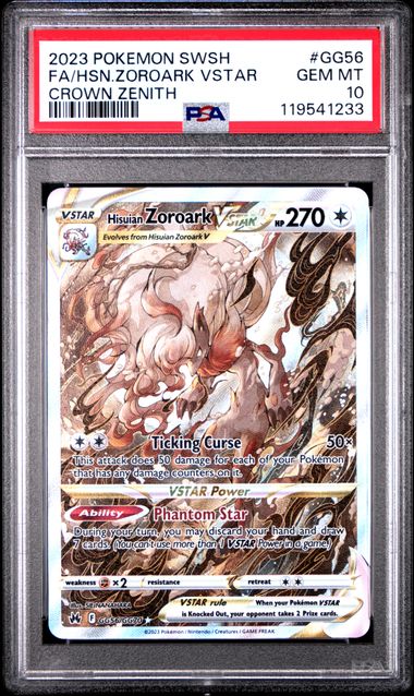 Hisuian Zoroark VSTAR Crown Zenith GG56/GG70 PSA 10