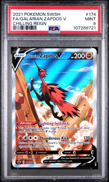 Galarian Zapdos V Chilling Reign 174/198 PSA 9