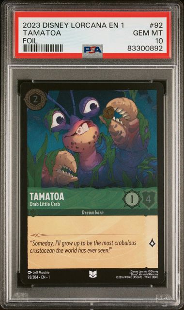 Lorcana: Tamatoa Foil Chapter One 92/204 PSA 10 Lorcana: Tamatoa Foil Chapter One 92/204 PSA 10