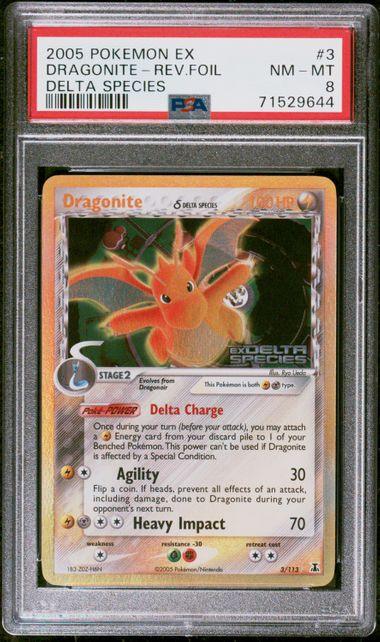 Pokemon: Dragonite Reverse Holo Delta Species 3/113 PSA 8 - Josh's Cards