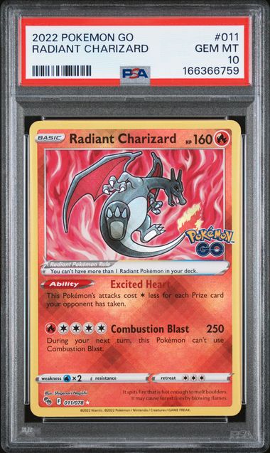 Radiant Charizard Pokemon GO 011/078 PSA 10