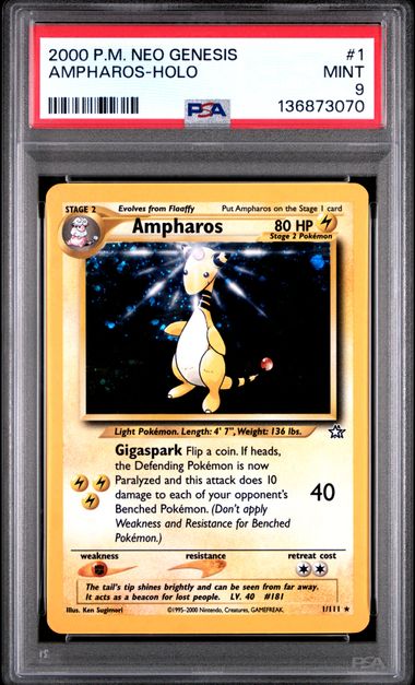 Ampharos Holofoil Neo Genesis 1/111 PSA 9