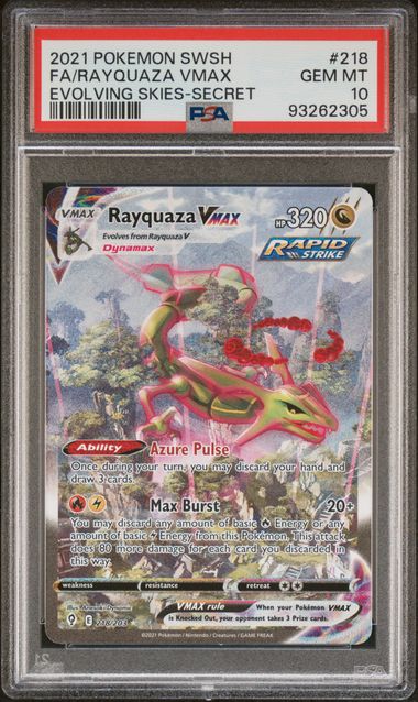 Rayquaza VMAX Alternate Art Secret Rare SWSH Evolving Skies 218/203 PSA 10