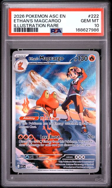Ethan's Magcargo Illustration Rare ME Ascended Heroes 222/217 PSA 10