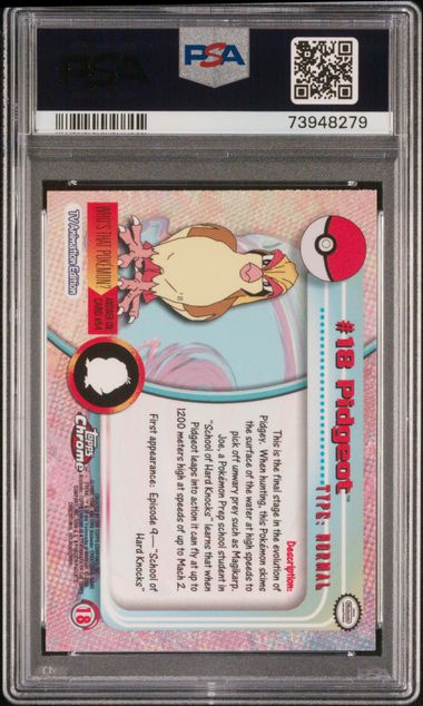 Pokemon: Pidgeot 2000 Topps Chrome Pokemon TV 18 PSA 9