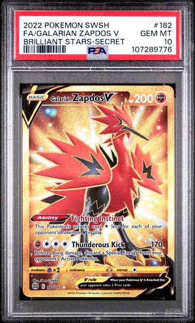 Galarian Zapdos V Brilliant Stars 182/172 PSA 10