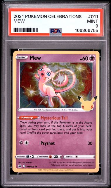 Mew Holofoil Celebrations 011/025 PSA 9
