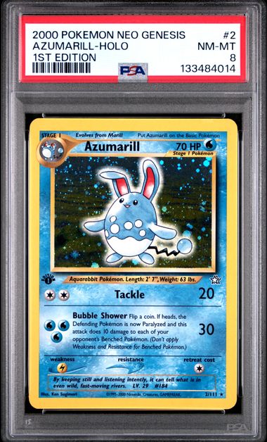 Azumarill 1st Edition Neo Genesis 2/111 PSA 8