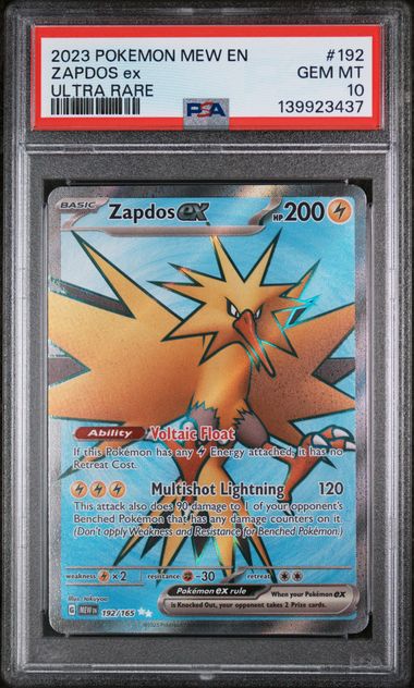 Zapdos ex Scarlet & Violet 151 192/165 PSA 10