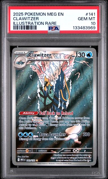 Clawitzer Illustration Rare Mega Evolution 141/132 PSA 10