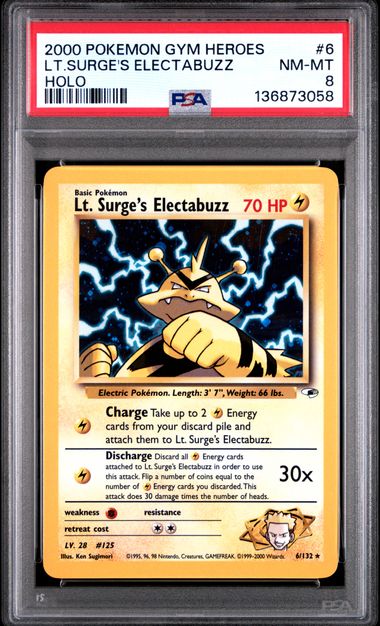 Lt. Surge's Electabuzz Holofoil 6/132 PSA 8