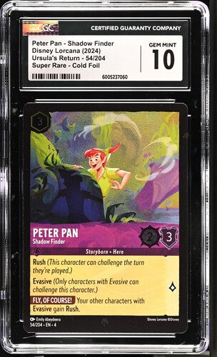 Lorcana: Peter Pan Shadow Finder Cold Foil Ursula's Return 54/104 CGC 10