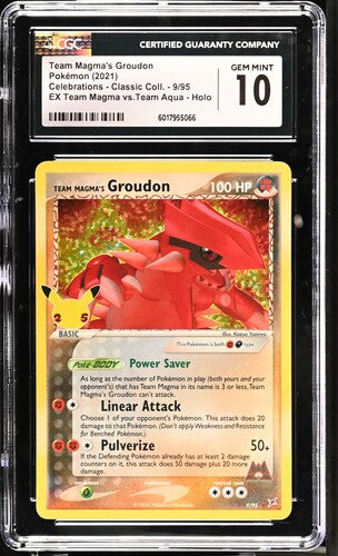 Team Magma's Groudon Celebrations 9/95 CGC 10