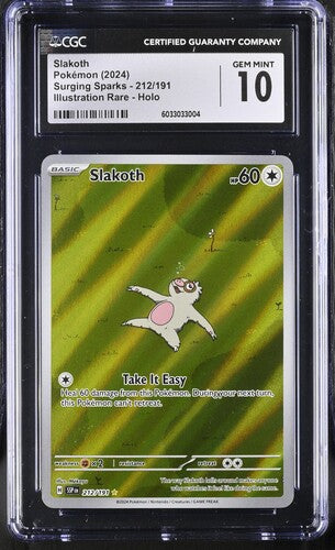 Slakoth Illustration Rare Surging Sparks 212/191 CGC 10