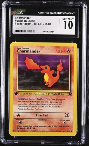 Charmander Team Rocket 1st Edition 50/82 CGC 10